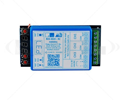 ET 3 CH RX C/HOPP 434Mhz (BLUE)